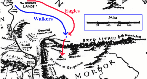 Map of Mordor showing attack plan